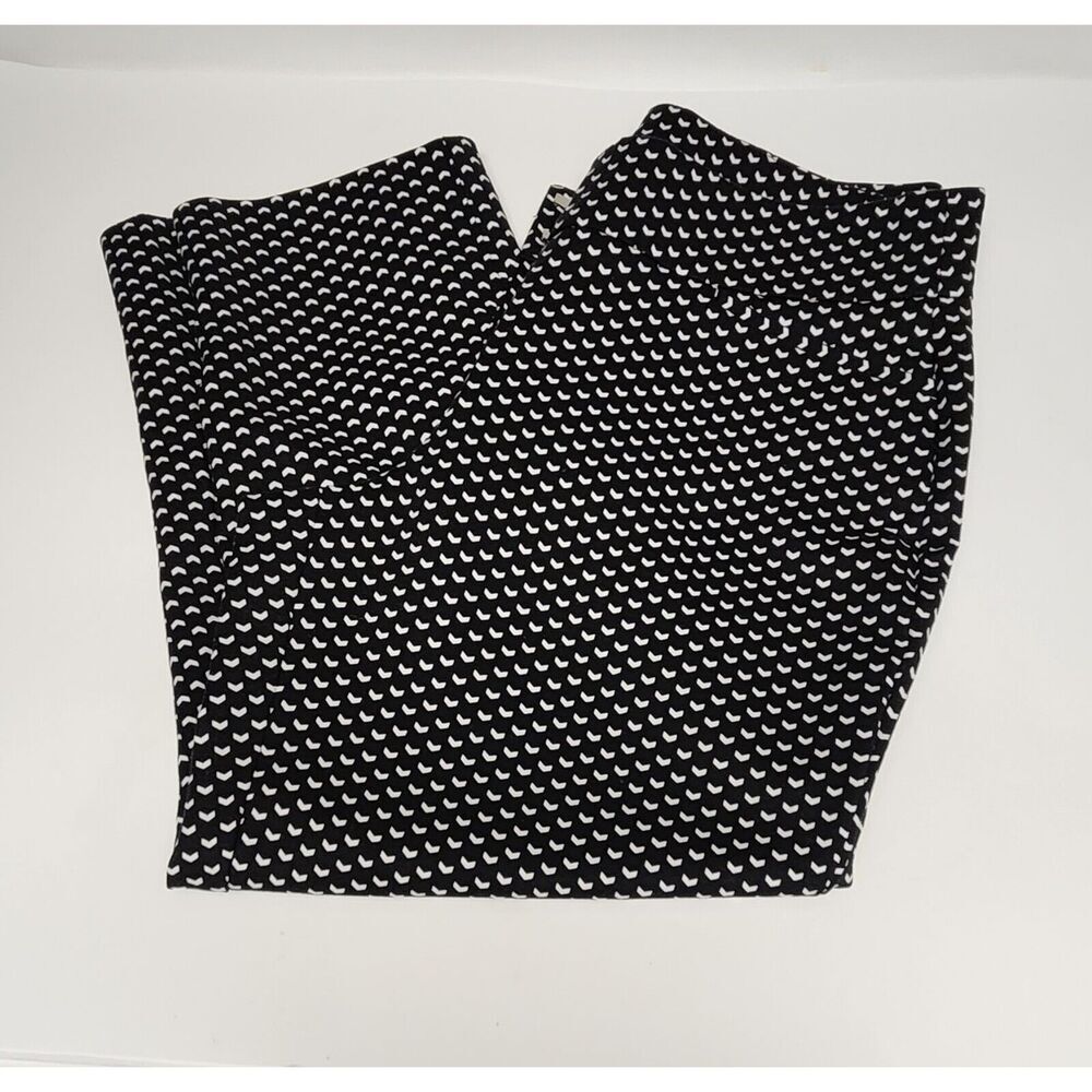 APT 9 Women's Pants Black White Geometric Cropped Flat Front Stretch Size 10 - Picture 8 of 8